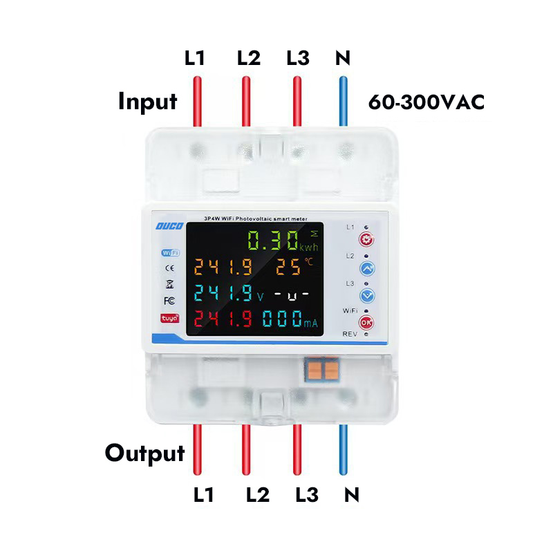 3P4W 100A Din Rail Wifi  PV Smart Meter
